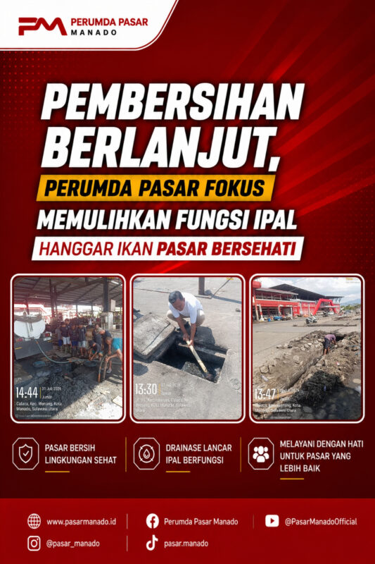Cover Pembersihan Berlanjut, Perumda Pasara Fokus Memulihkan Fungsi IPAL Hanggar Ikan Pasar Bersehati
