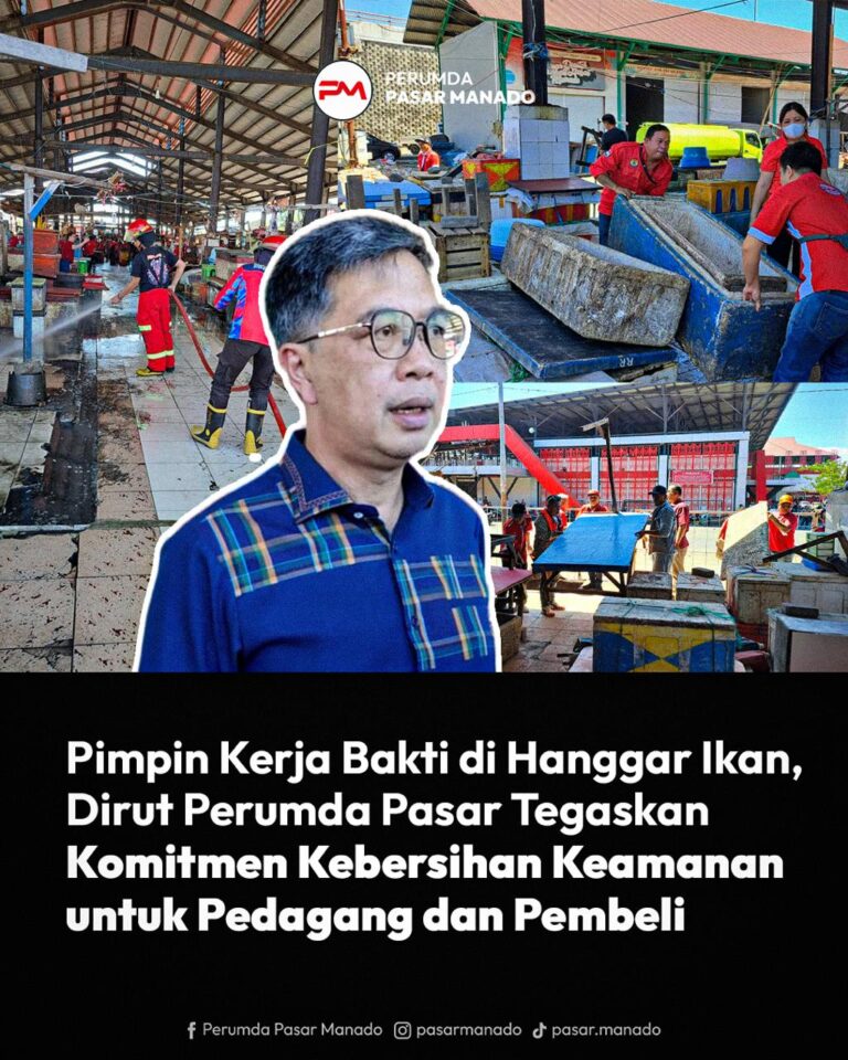 Kerja Bakti Hanggar Ikan Perumda Pasar Manado