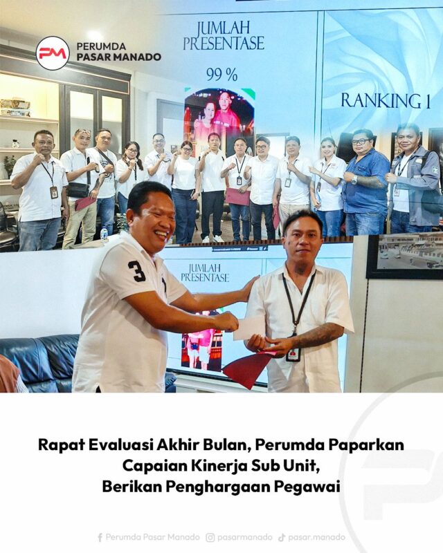 Rapat Evaluasi Akhir Bulan, Perumda Paparkan Capaian Kinerja Sub Unit, Berikan Penghargaan Pegawai